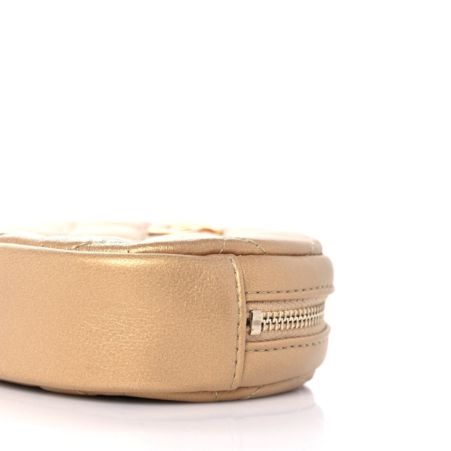 Metallic Lambskin Quilted Zip Around Classic Coin Purse Gold