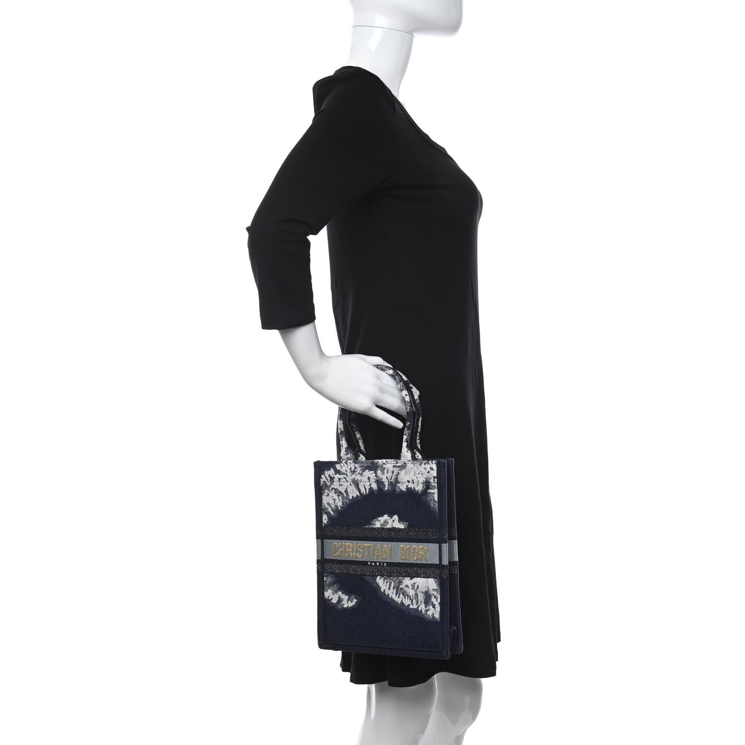 Christian Dior Canvas Embroidered Tie Dye Vertical Book Tote Blue Multicolor 2 of 18