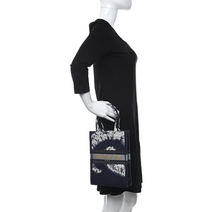 Christian Dior Canvas Embroidered Tie Dye Vertical Book Tote Blue Multicolor 2 of 18