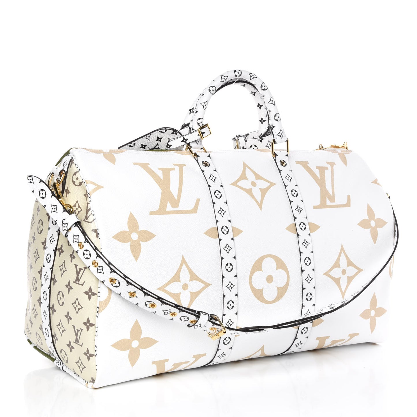 Monogram Giant Keepall Bandouliere 50 Kaki Beige