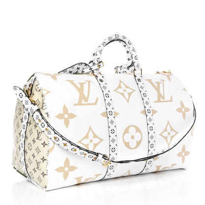 Louis Vuitton Monogram Giant Keepall Bandouliere 50 Kaki Beige 4 of 9