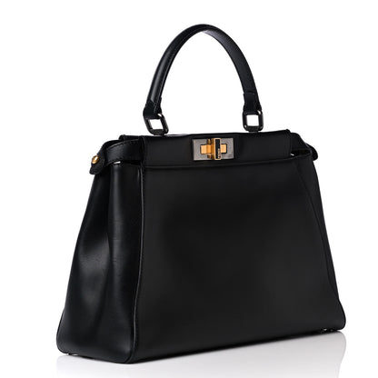 Fendi Vitello Suede Medium Peekaboo Iconic Satchel Black 2 of 4