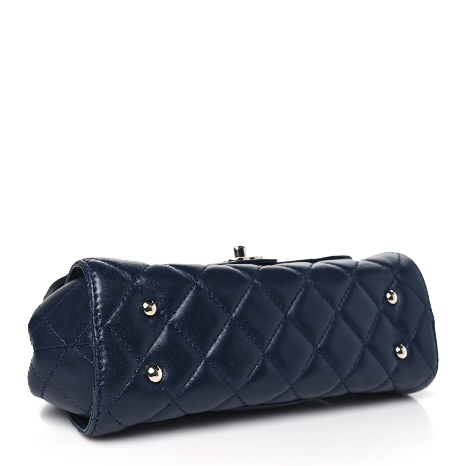 Chanel Calfskin Quilted Kisslock Frame Chain Bag Navy 4 of 10