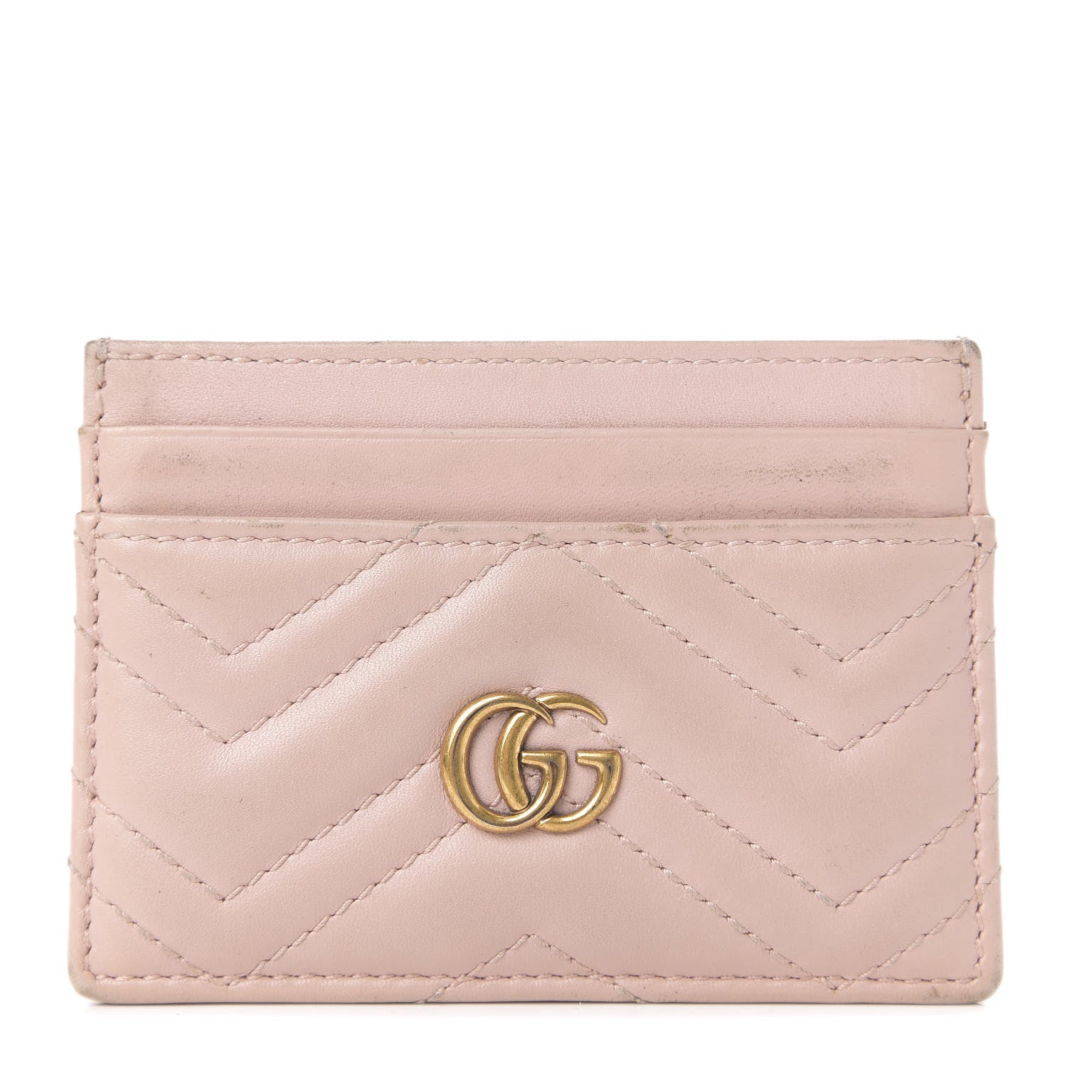 Gucci Calfskin Matelasse GG Marmont Card Holder Perfect Pink 1 of 11