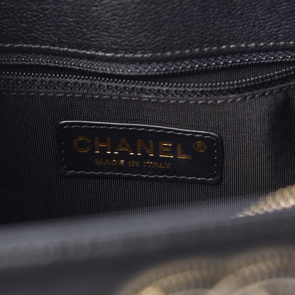 Chanel Sheepskin Chevron Quilted Mademoiselle Vintage Shopping Tote Black 6 of 10
