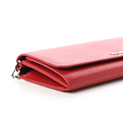Prada Saffiano Bi-Color Wallet on Chain Fuoco Black 6 of 11