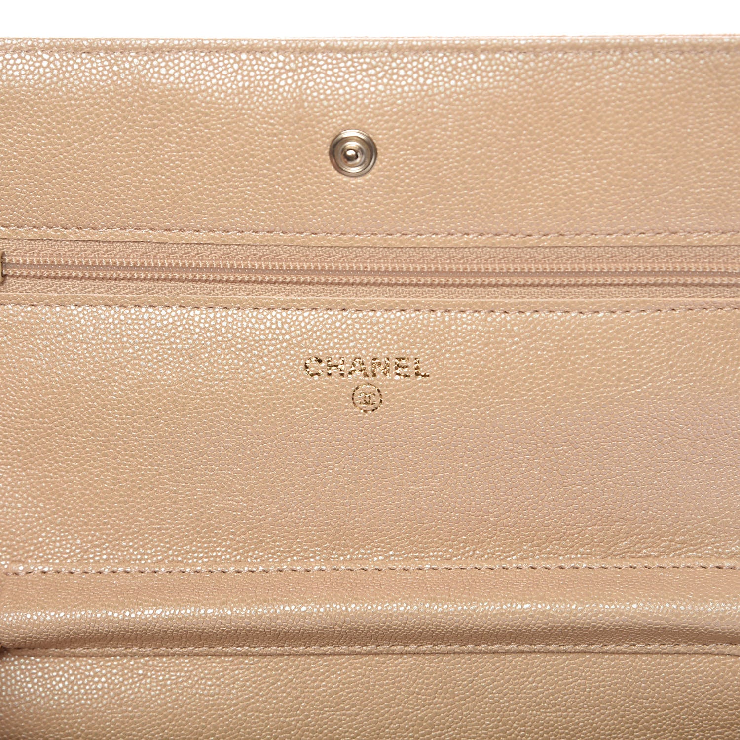 Chanel Iridescent Caviar Quilted Wallet On Chain WOC Beige 10 of 15