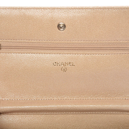 Chanel Iridescent Caviar Quilted Wallet On Chain WOC Beige 10 of 15