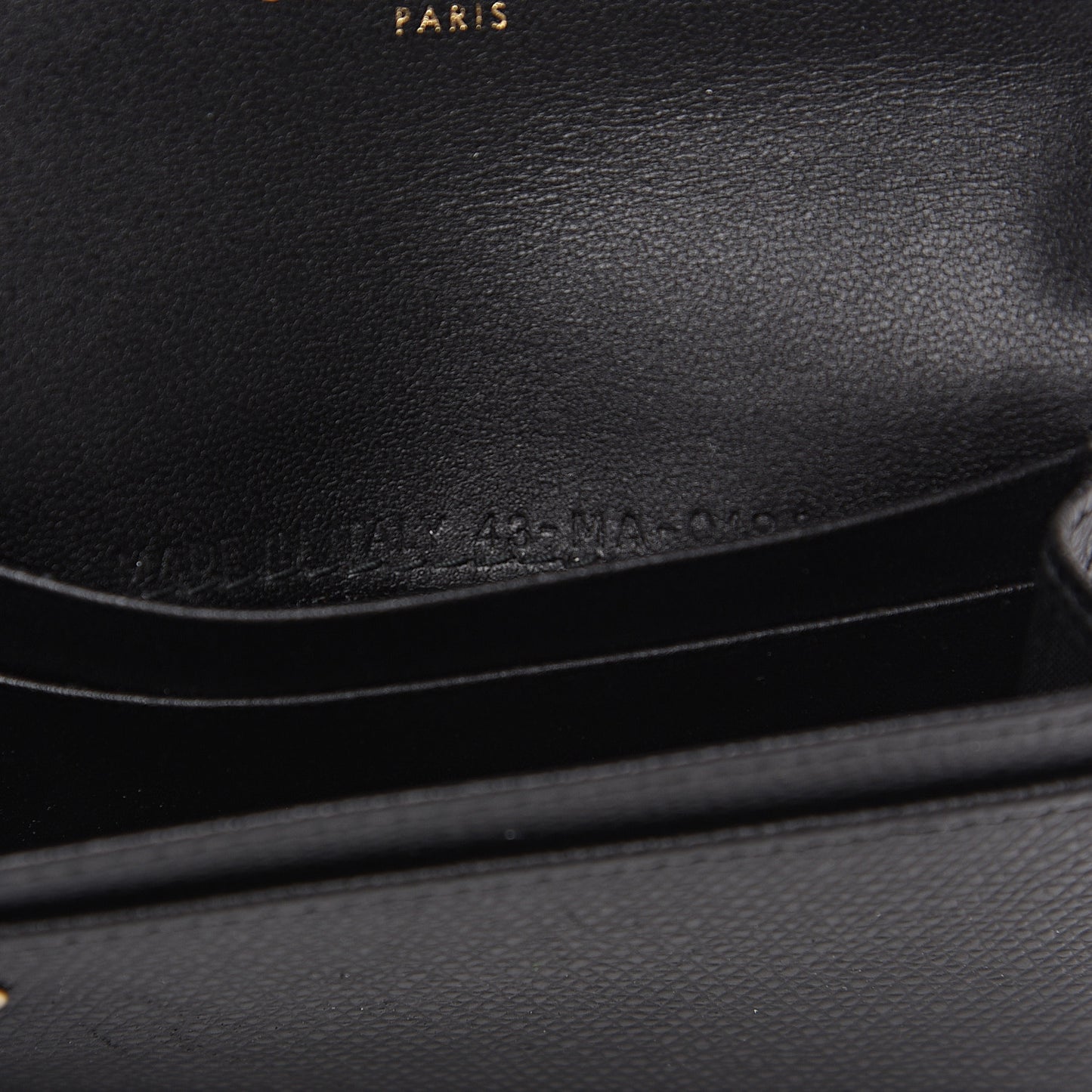 Grained Calfskin Saddle Card Holder Black