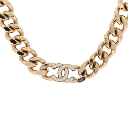 Chanel Metal Enamel Chain CC Choker Gold White 4 of 6