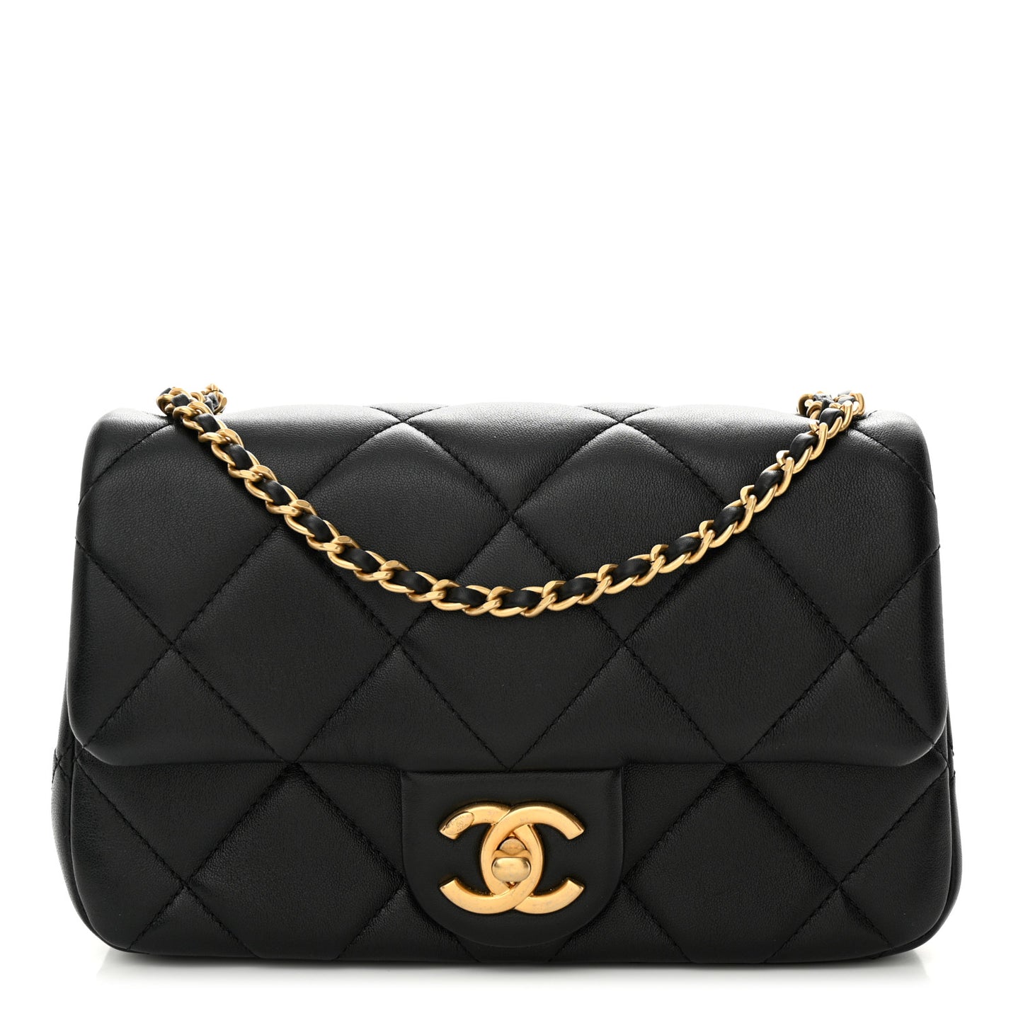 Lambskin Quilted Pearl Small Flap Black