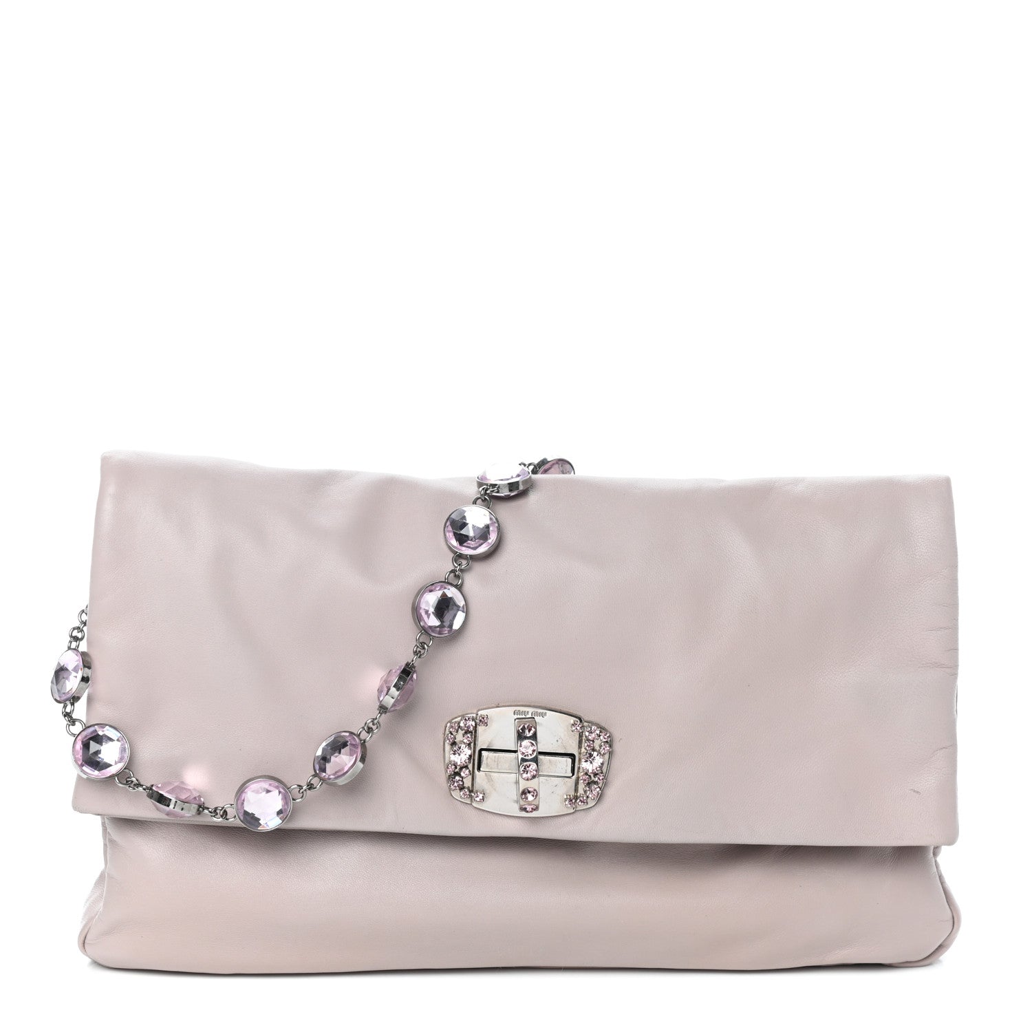 Miu Miu Nappa Crystal Flap Clutch Pomice 1 of 9