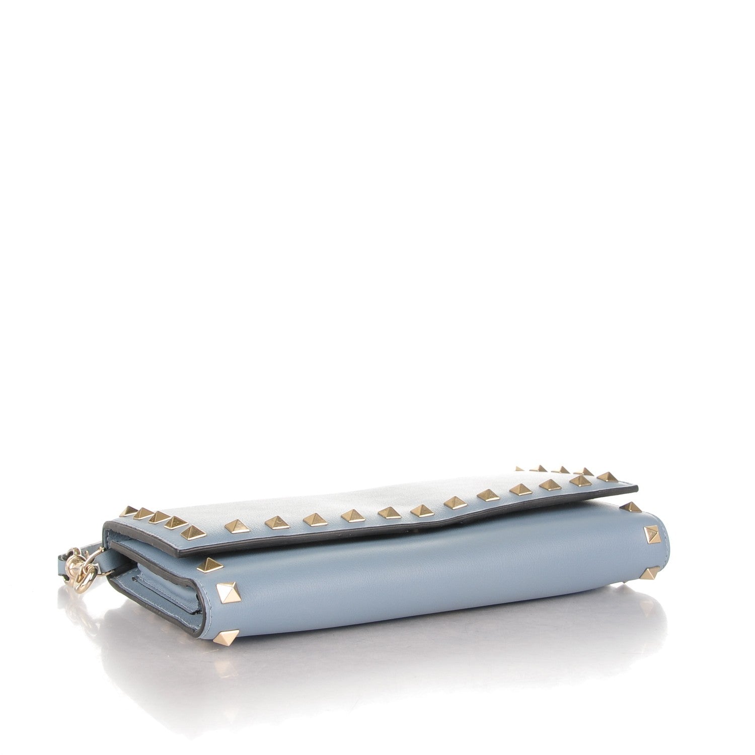 Valentino Garavani Vitello Rockstud Wallet on Strap Grey 4 of 8