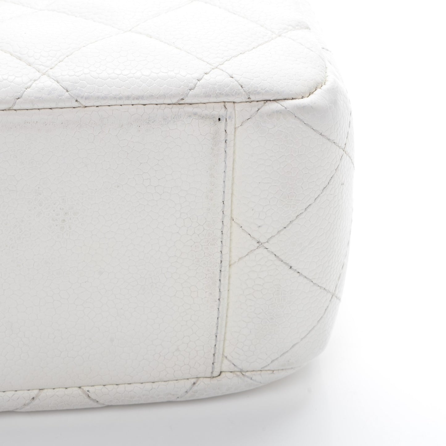 Caviar Quilted Medium Single Flap White