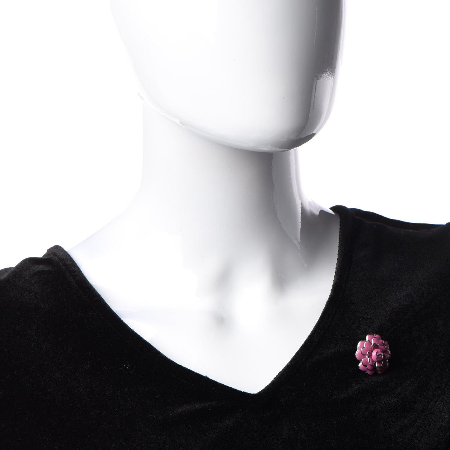 Enamel CC Camellia Brooch Pin Pink