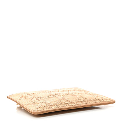 Christian Dior Raffia Cannage Medium Caro Daily Zipped Pouch Natural 4 of 11