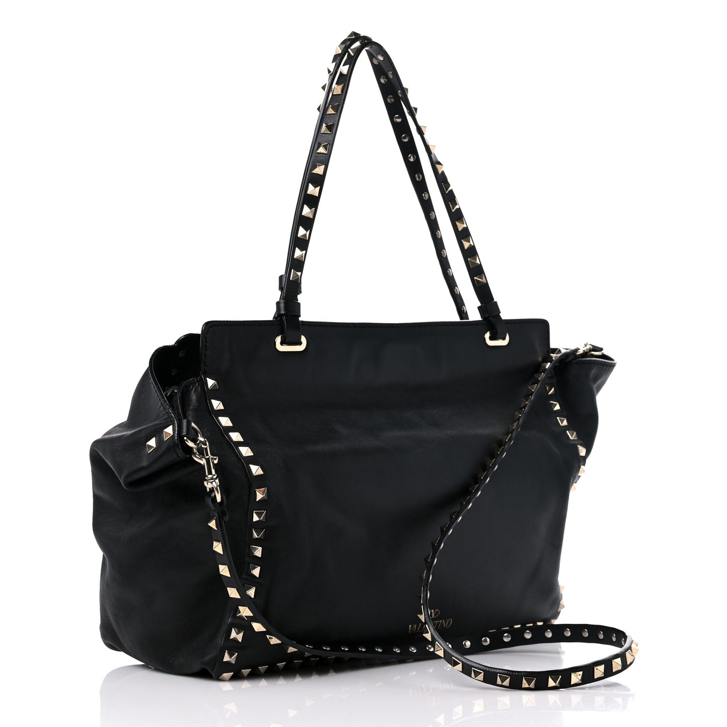 Vitello Medium Rockstud Tote Black