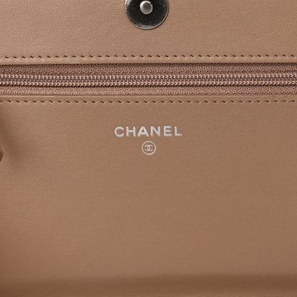 Chanel Caviar Chevron Quilted Boy Wallet On Chain WOC Dark Beige 6 of 15