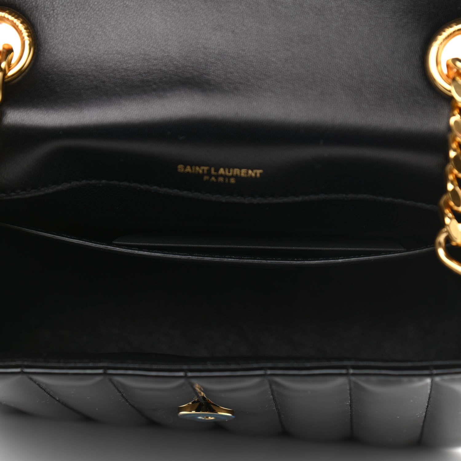 Saint Laurent Patent Calfskin Matelasse Monogram Medium Vicky Chain Bag Black 5 of 11