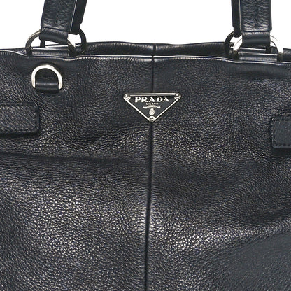 Prada Vitello Daino Side Pocket Tote Black 4 of 8