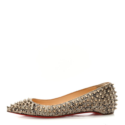Christian Louboutin Glitter Diams Follies Spikes Flats 39.5 Colombe 1 of 7