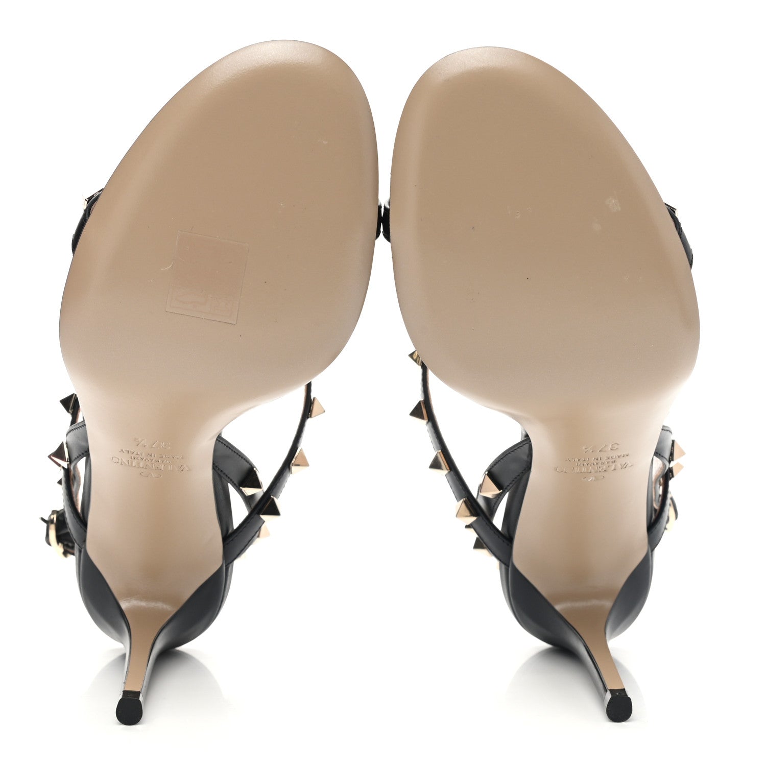 Valentino Garavani Nappa Rockstud T-Strap Slingback 85mm Sandals 37.5 Black 5 of 8