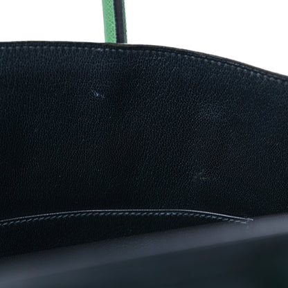 Hermes Courchevel Bi Color Birkin 35 Bleu Indigo Vert Clair 13 of 16