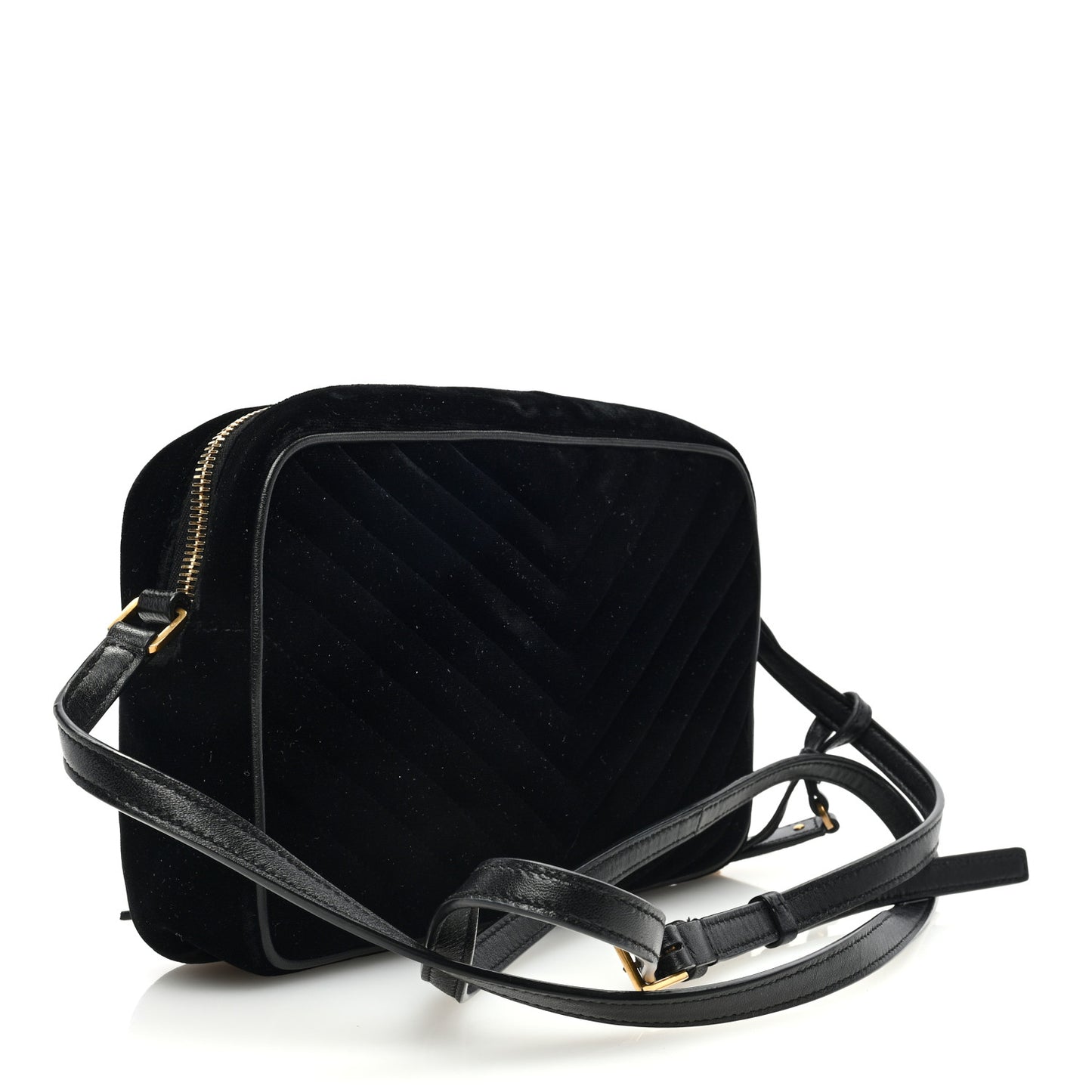 Velvet Matelasse Monogram Lou Camera Bag Black