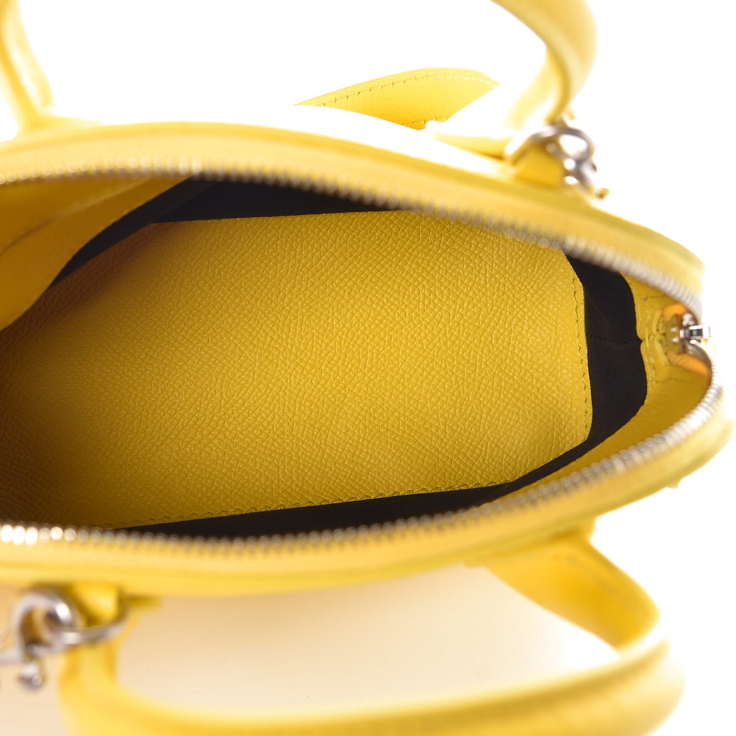Signature Grained Calfskin Logo XXS Ville Top Handle Bag Jaune Black