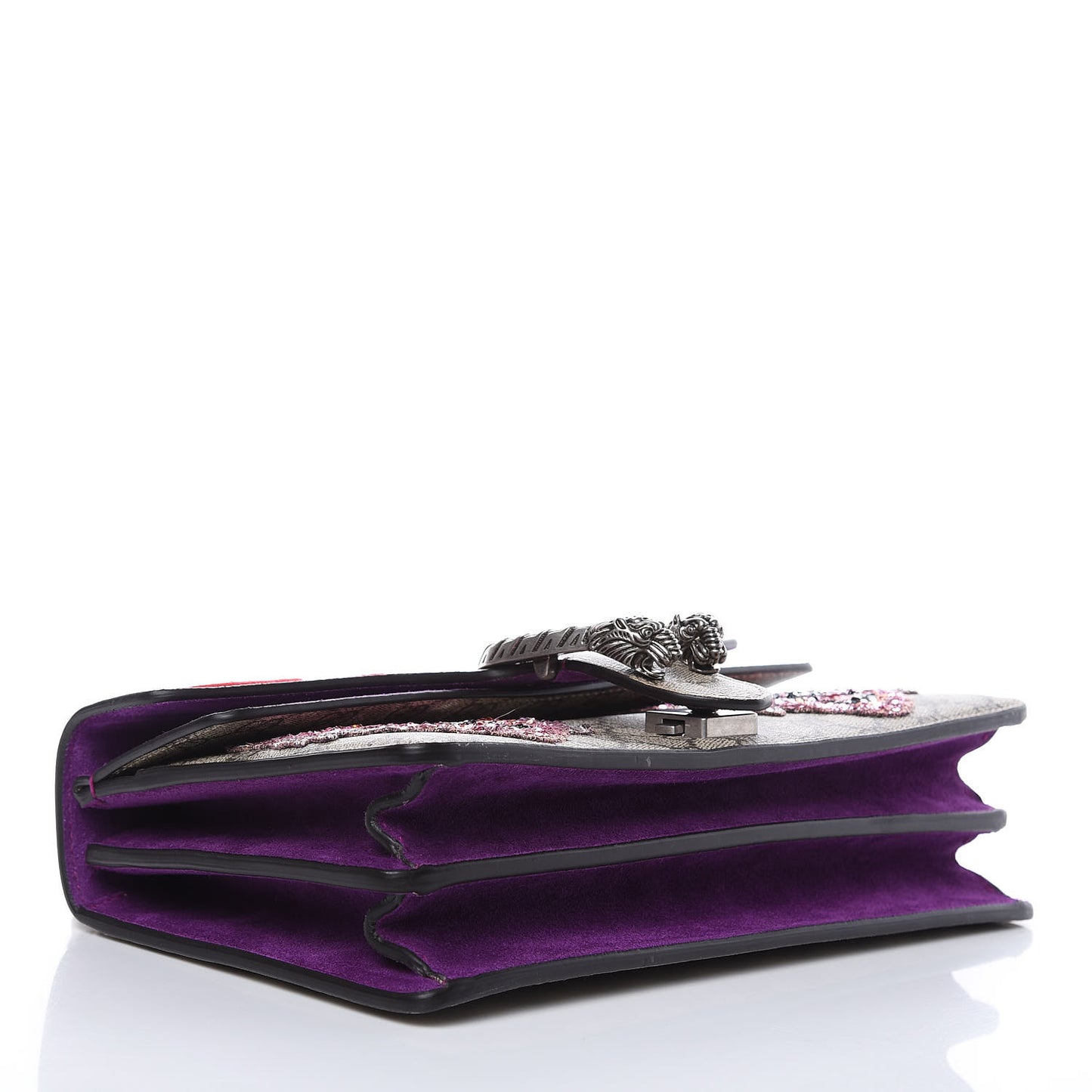 GG Supreme Monogram Embroidered Small Dionysus Shoulder Bag Purple
