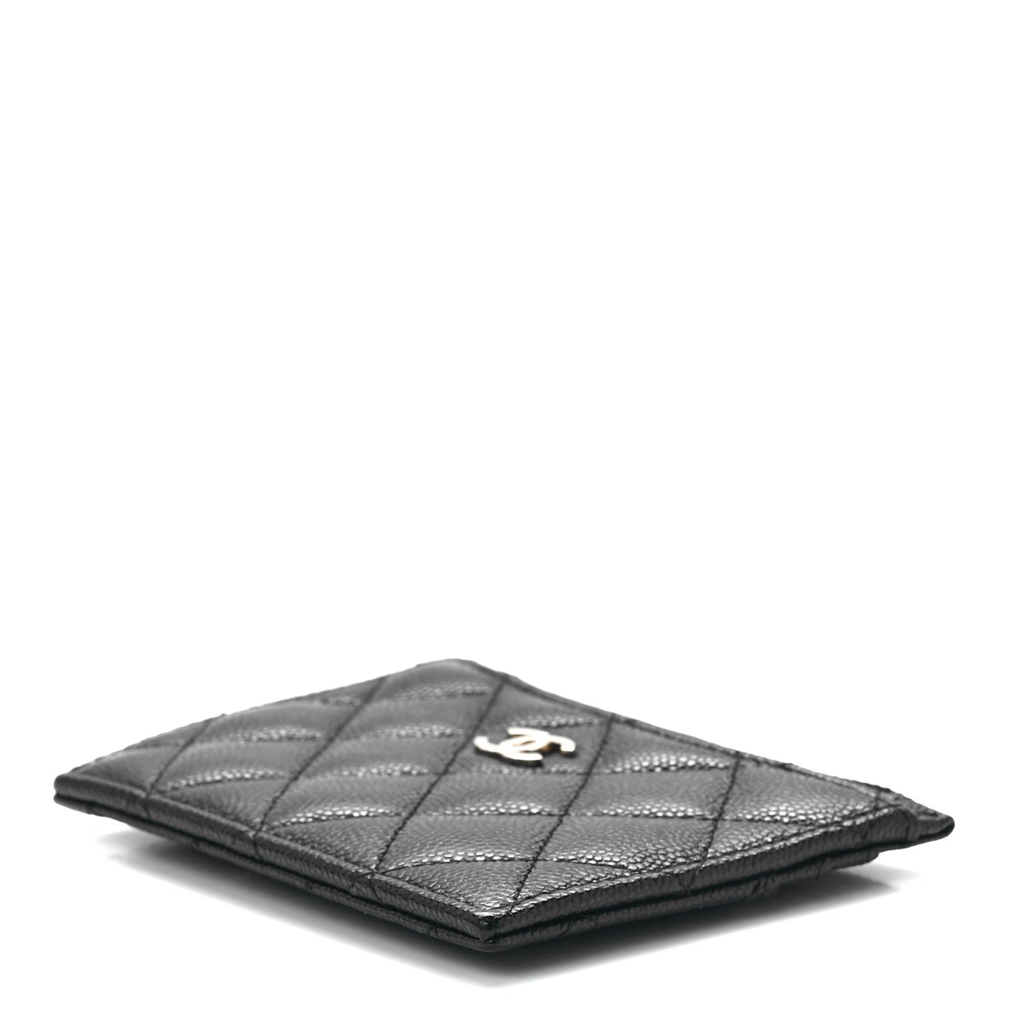 Caviar Quilted CC Zip Card Holder Black