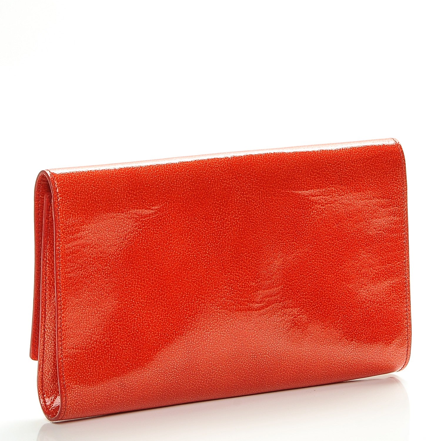 Saint Laurent Textured Patent Monogram Large Belle De Jour Clutch Red 3 of 6