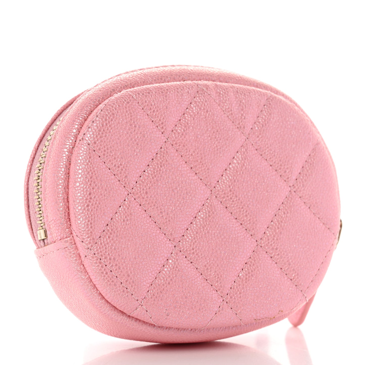 Iridescent Caviar Quilted Zip Around Classic Coin Purse Rose Pink