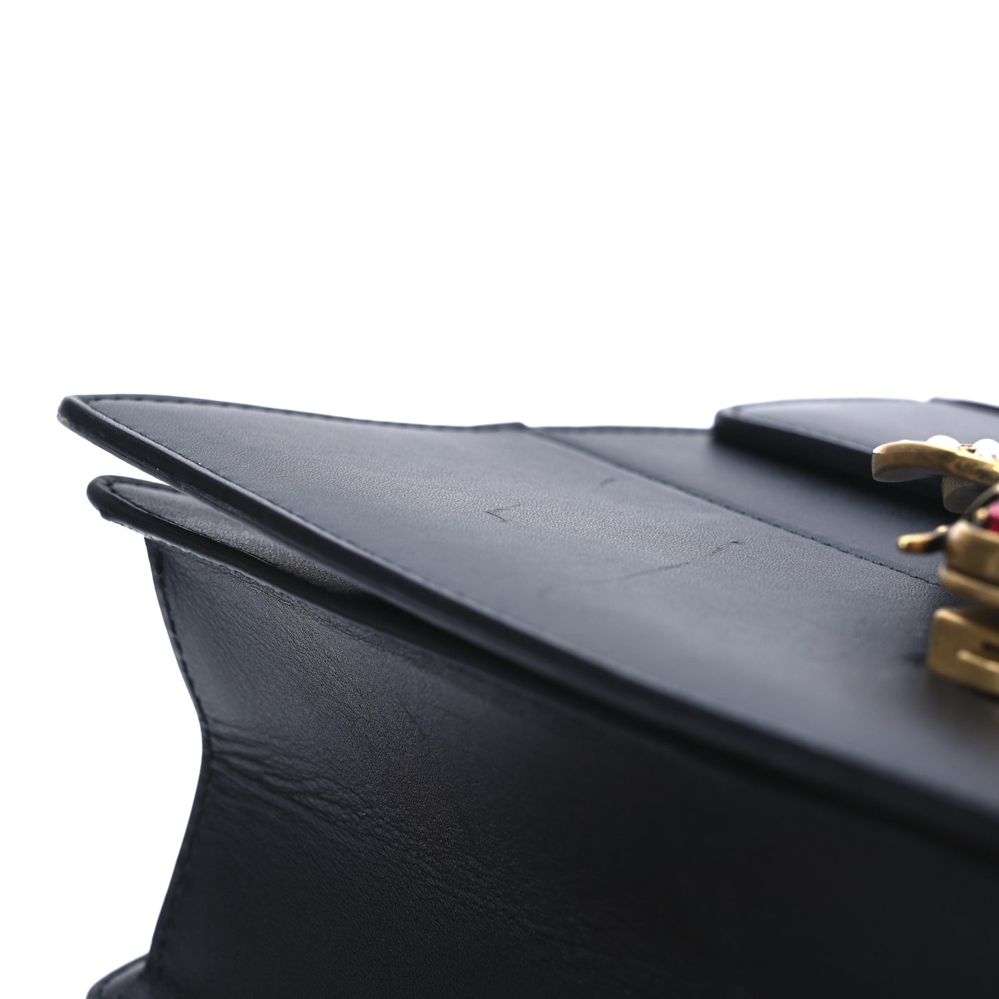 Calfskin Sylvie Web Small Queen Margaret Top Handle Bag Black