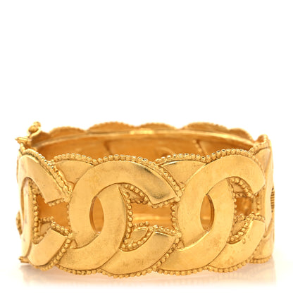 Chanel Metal CC Logo Link Wide Bangle Bracelet Gold 1 of 4