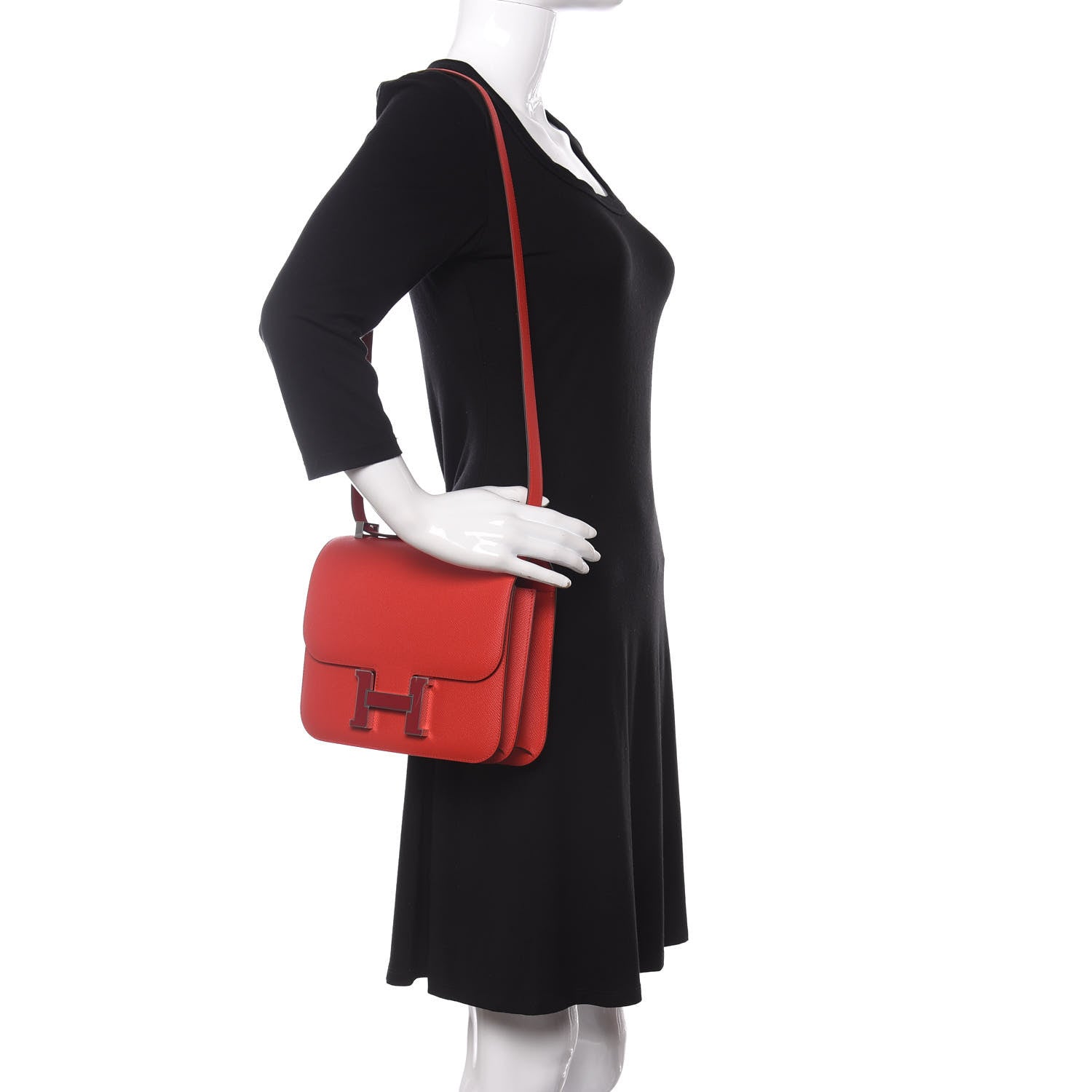 Hermes Epsom Enamel Constance 24 Rouge De Coeur Rubis 2 of 11
