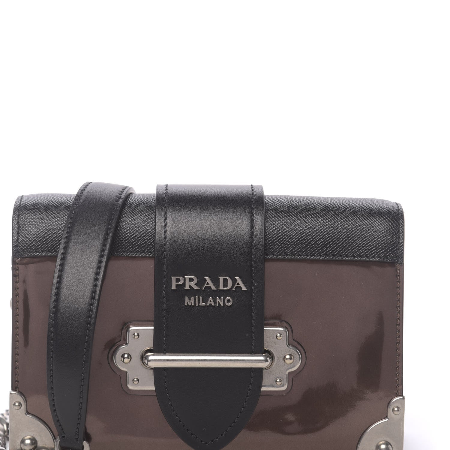 Prada Metallic Vitello Saffiano Cahier Bag Cammeo Black 9 of 9