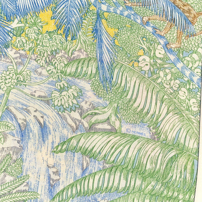 Hermes Cashmere Silk Faubourg Tropical Shawl 140 White Vert Bleu 4 of 5