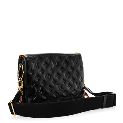 Louis Vuitton Glazed Lambskin Embossed Monogram Coussin PM Black 3 of 11