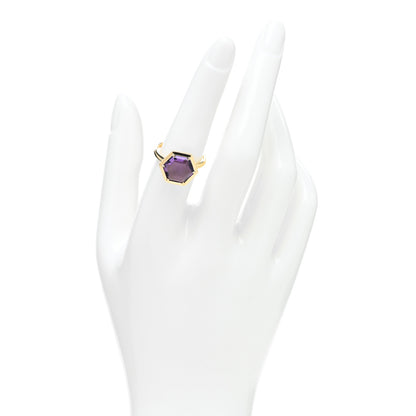 Tiffany 18K Yellow Gold Amethyst Paloma Picasso Studio Hexagon Ring 54 7 2 of 5