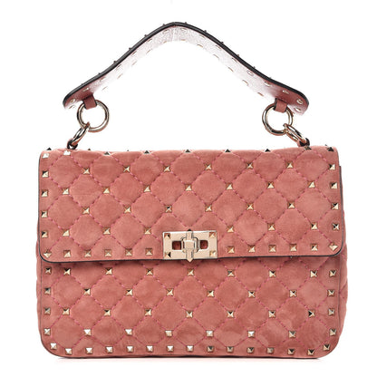 Valentino Garavani Suede Medium Rockstud Spike Shoulder Bag Antico Rosa 1 of 6