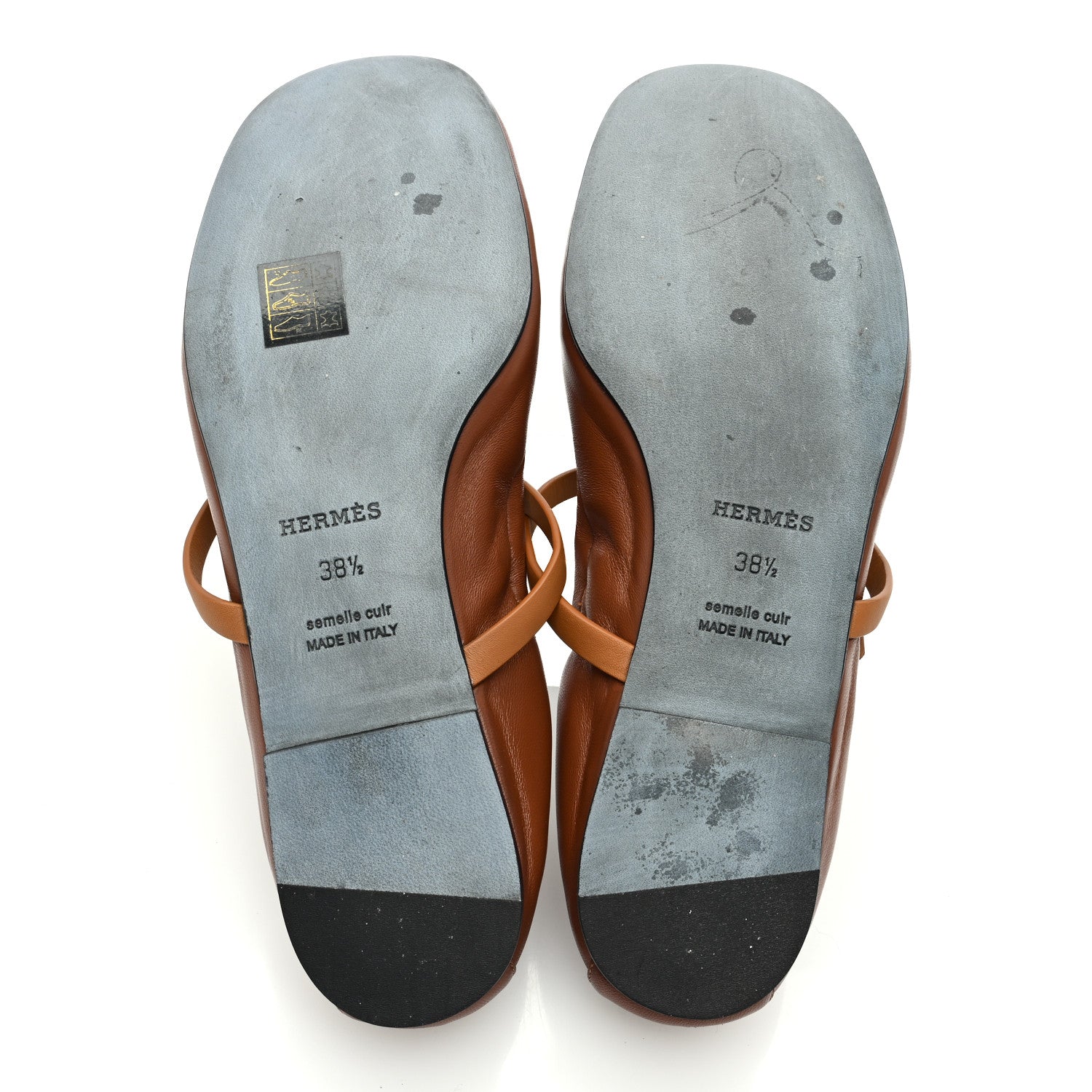 Hermes Nappa Calfskin Jolly Ballerina Flats 38.5 Gold Naturel 5 of 10