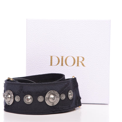 Christian Dior Canvas Embroidered Studded Camouflage Shoulder Strap Blue 5 of 5