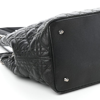 Christian Dior Coated Canvas Cannage Medium Panarea Tote Black 8 of 9