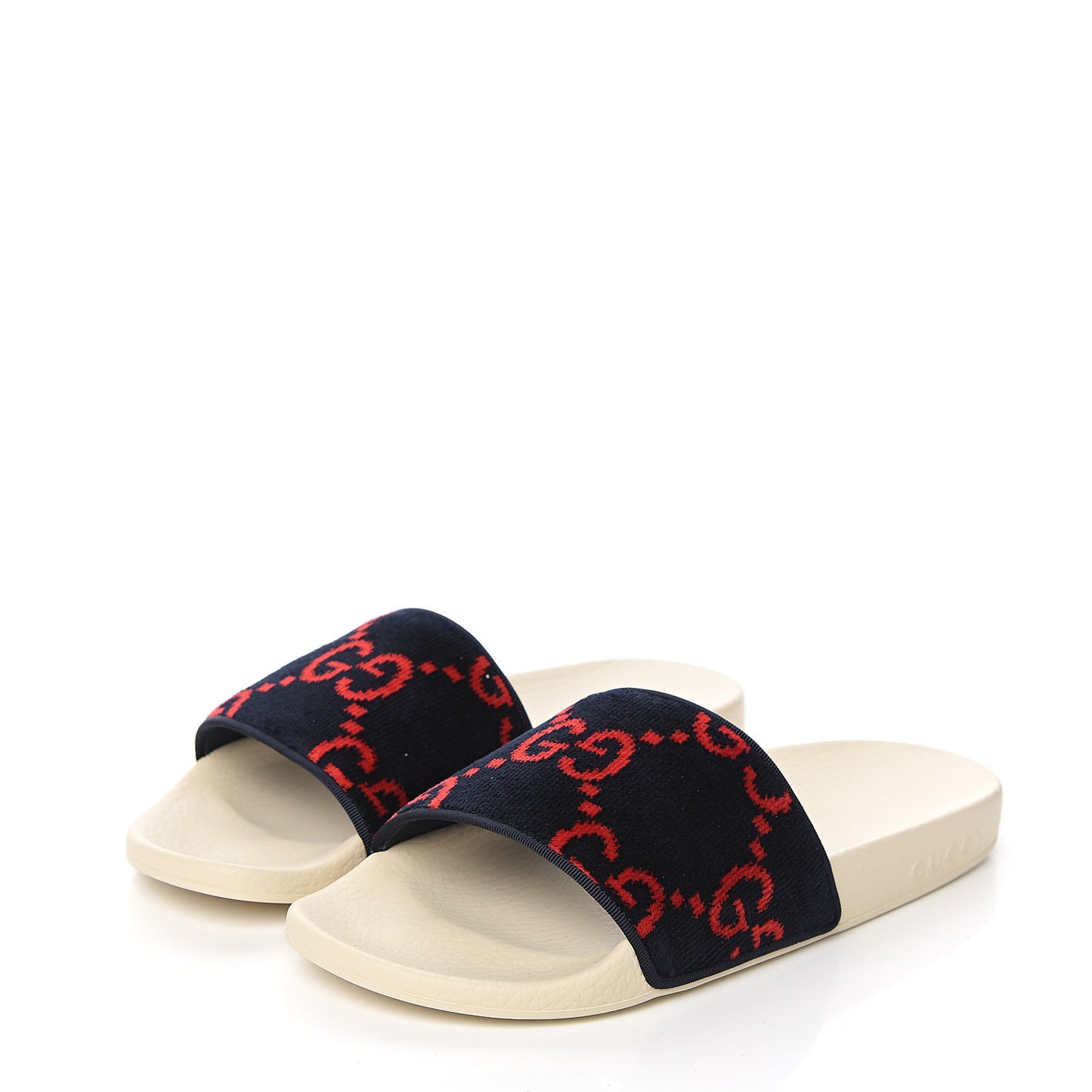 Terry Cloth GG Monogram Slide Sandals 40 Blue Red