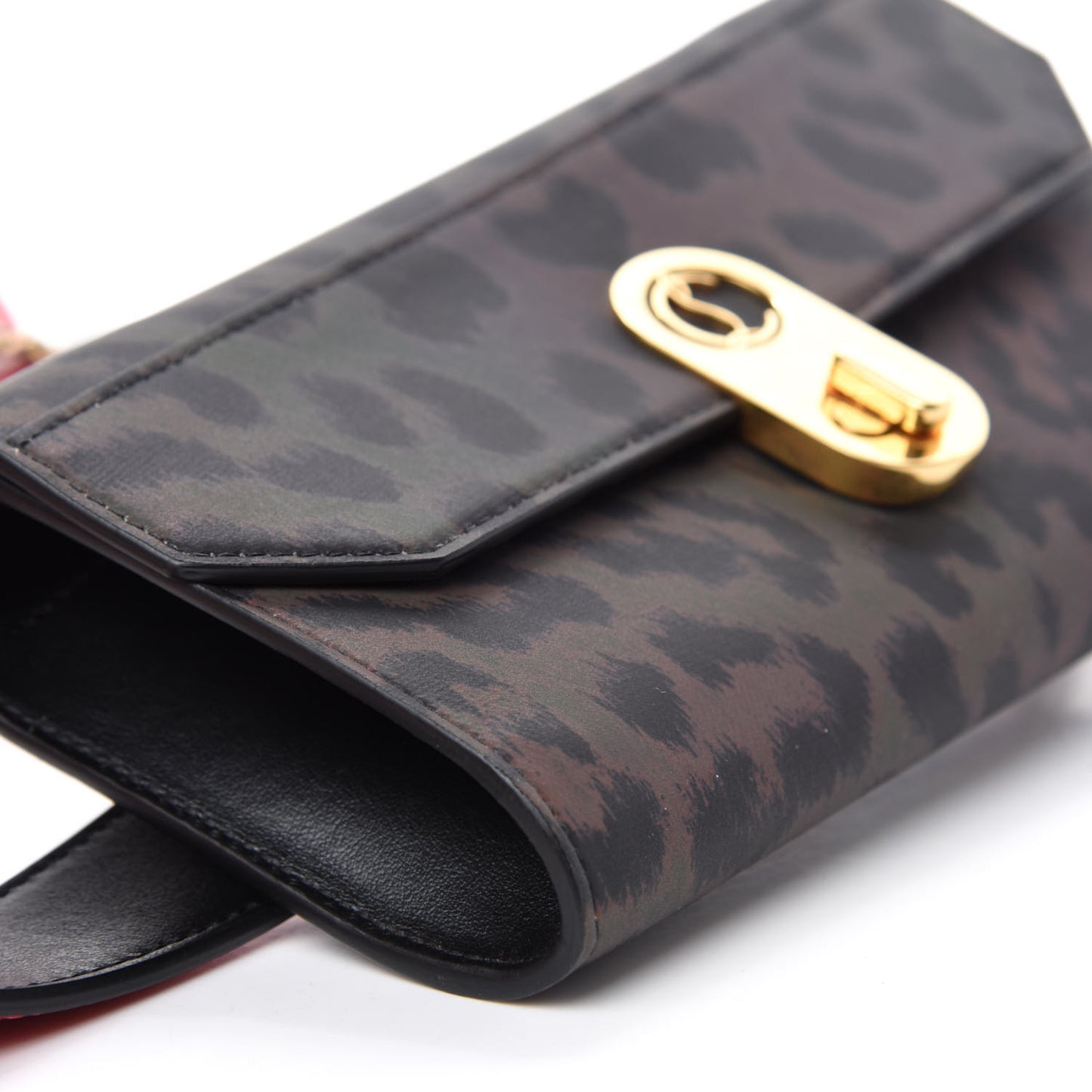 Calfskin Leopard Elisa Belt Bag Black