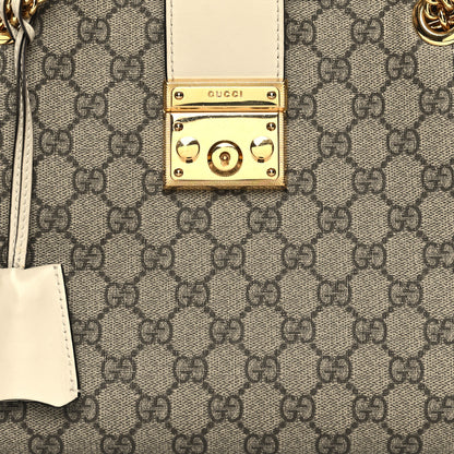 Gucci GG Supreme Monogram Medium Padlock Tote White 8 of 12