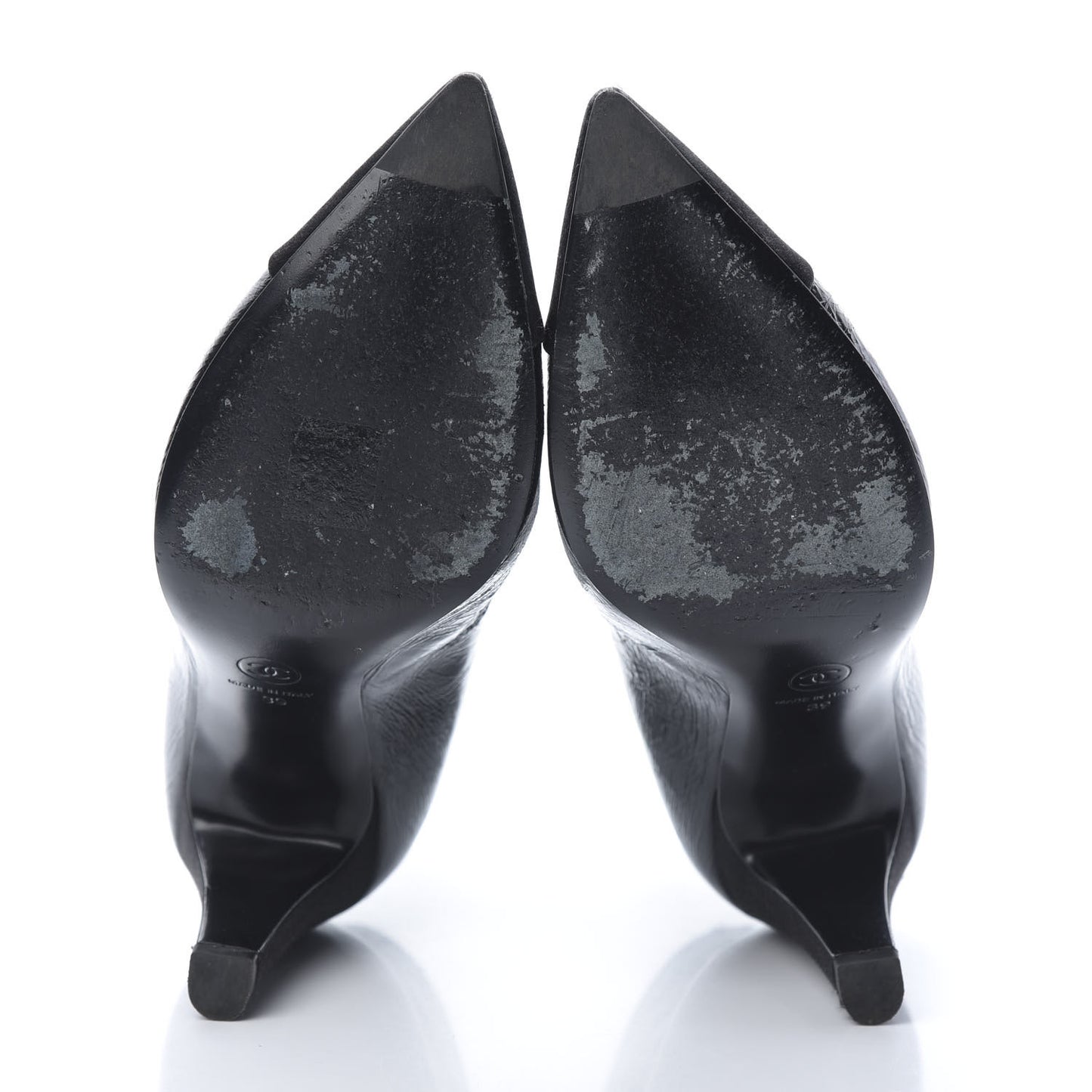 Crumpled Calfskin Satin Cap Toe Short Ankle Boots 39 Black