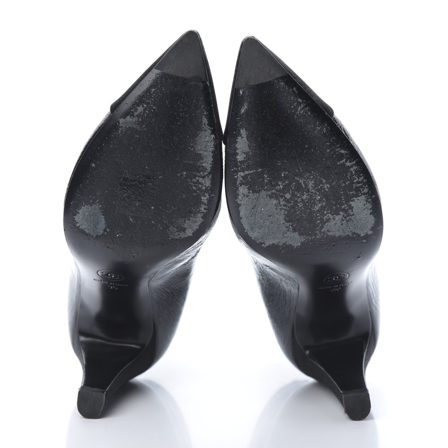 Chanel Crumpled Calfskin Satin Cap Toe Short Ankle Boots 39 Black 5 of 10