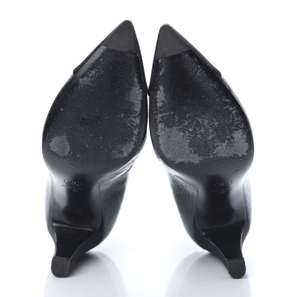 Chanel Crumpled Calfskin Satin Cap Toe Short Ankle Boots 39 Black 5 of 10